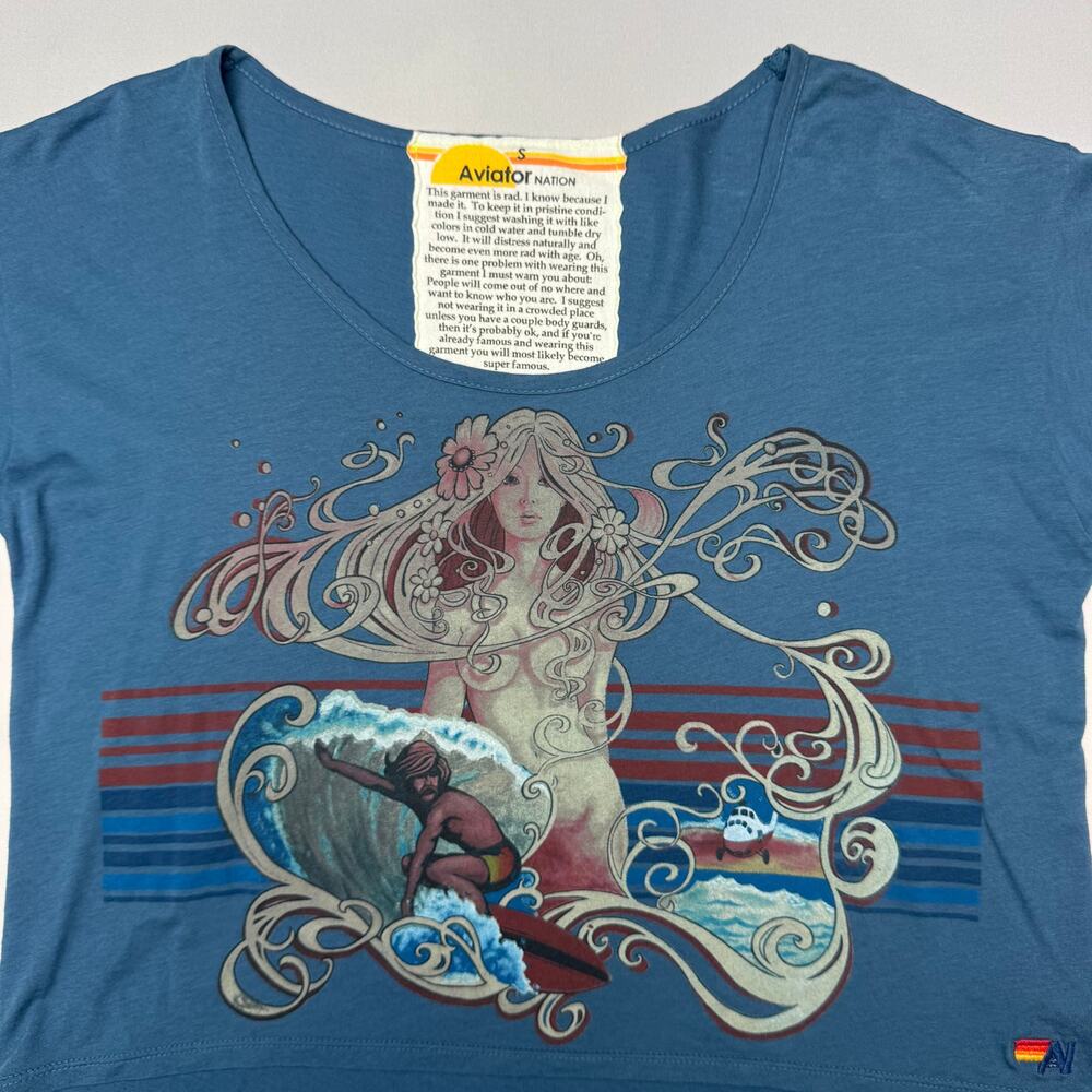 Aviator Nation Paige Mycoskie Mermaid Tee Surf Stripe Small Very Rare Goddess - Picture 2 of 11